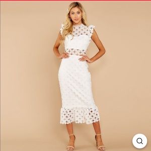 Love's High Hopes White Crochet Midi Dress